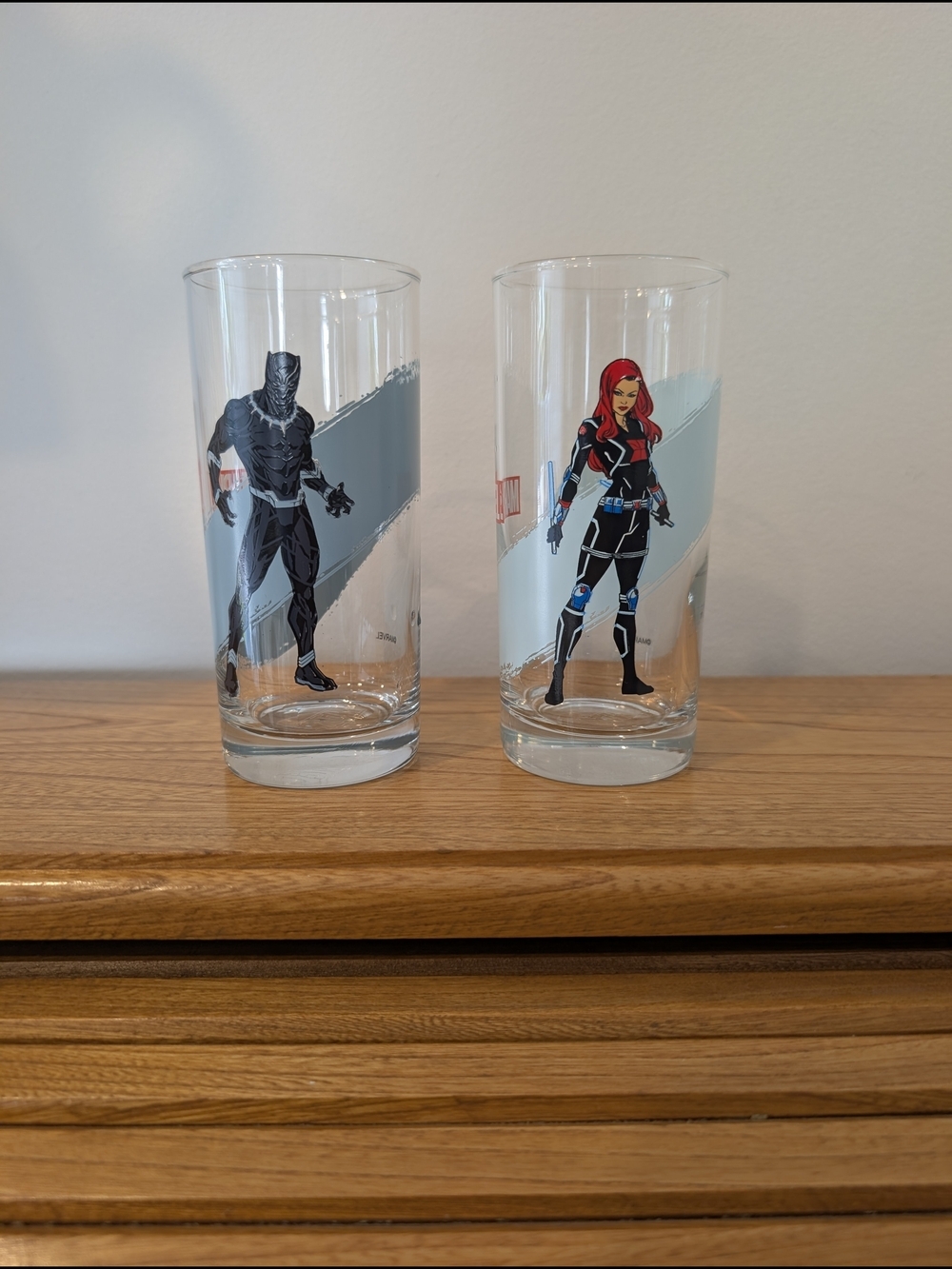 Marvel Character Tall Glasses - Black Panther & Black Widow